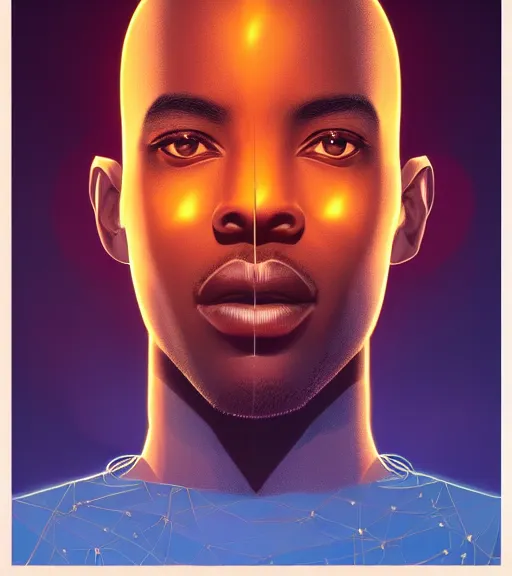 Prompt: symmetry!! african prince of technology, solid cube of light, hard edges, product render retro - futuristic poster scifi, lasers and neon circuits, brown skin man african prince, intricate, elegant, highly detailed, digital painting, artstation, concept art, smooth, sharp focus, illustration, dreamlike, art by artgerm