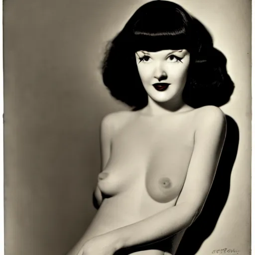 Image similar to old monochrom beautiful photography of betty page wearing a latex dress by man ray, alfred ghisoland, george edward hurrell, 4 k,