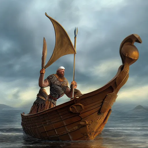 Prompt: viking, viking boat, seaside, digital art, irina french, heraldo ortega, mandy jurgens, golden ratio, art canvas, award winning, masterpiece trending on artstation 8 k 1 5 0 mpx