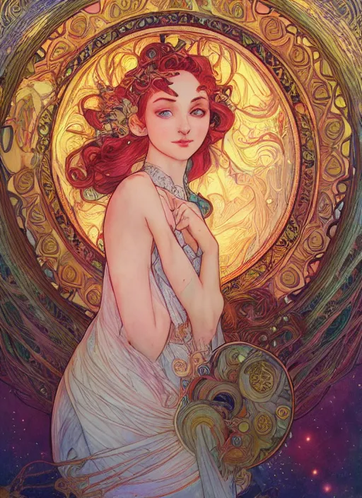 Image similar to Goddess of the Moon, ambient lighting, 4k, josephine wall, alphonse mucha, lois van baarle, ilya kuvshinov, rossdraws, artstation