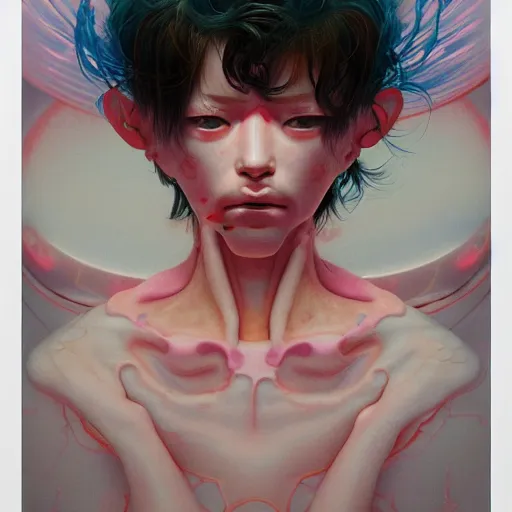 Image similar to prompt : figurative unique portrait soft light painted by james jean and katsuhiro otomo and erik jones, inspired by akira anime, smooth face feature, intricate oil painting, high detail illustration, sharp high detail, manga and anime 1 9 9 9