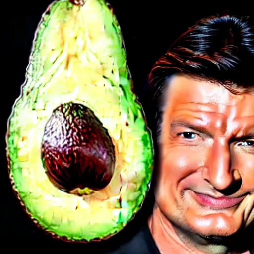 Image similar to avocado as nathan fillion