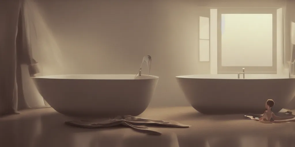 Image similar to a bathtub, medium close-up, detailed oil painting, cinematic angle, hyperrealistic, breathtaking, volumetric lighting, cinematic lighting, dynamic, Studio Ghibli, digital art, octane render, epic composition, trending on artstation, masterpiece