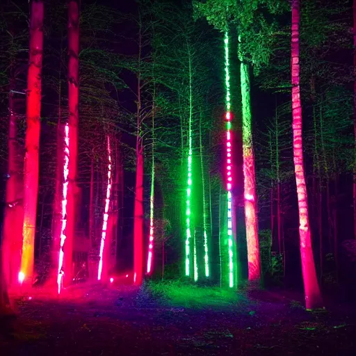 Image similar to joseph quinn neon lights looks so cool in the night forest handsome, photojournalism