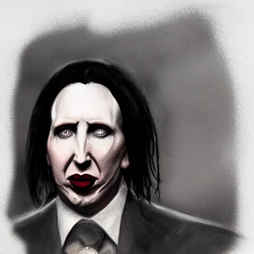 Image similar to realism sketch of marilyn manson as president of the united states, in the style of greg rutkowski, amazing detail