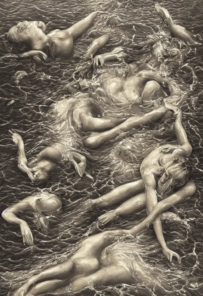 Image similar to highly detailed surrealist art about drowning slowly