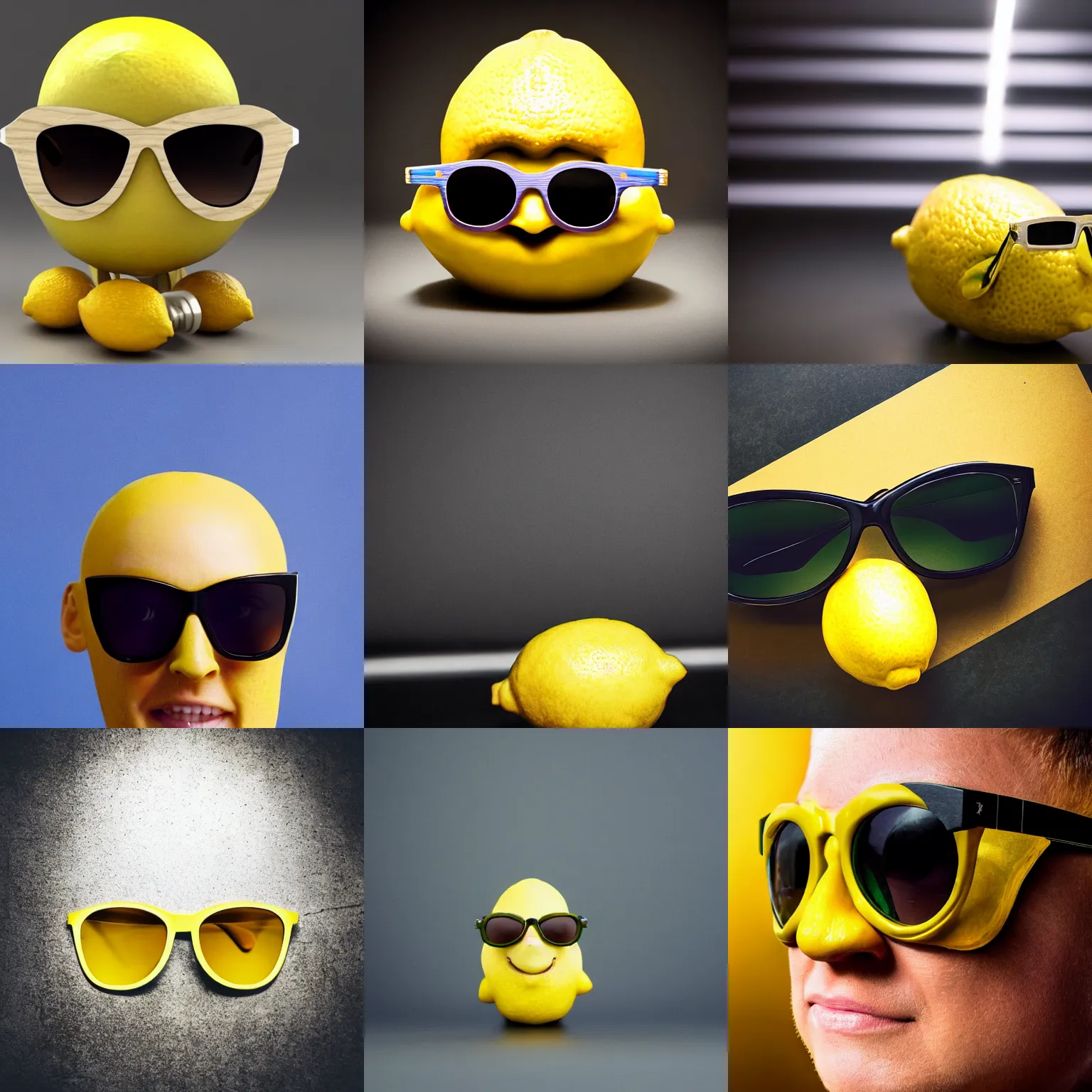 Prompt: a really cool lemon wearing sunglasses, studio lighting, marvel cinematic-C 10