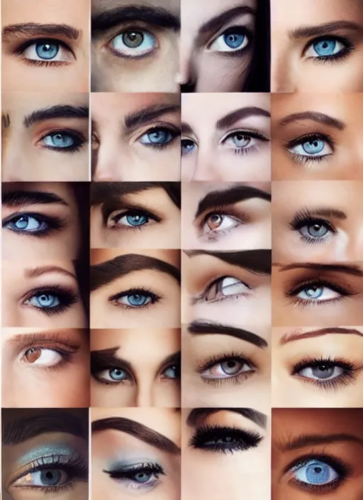 Prompt: style sheets, portraits of a stunningly beautiful eyes, all styles combined and multiplied