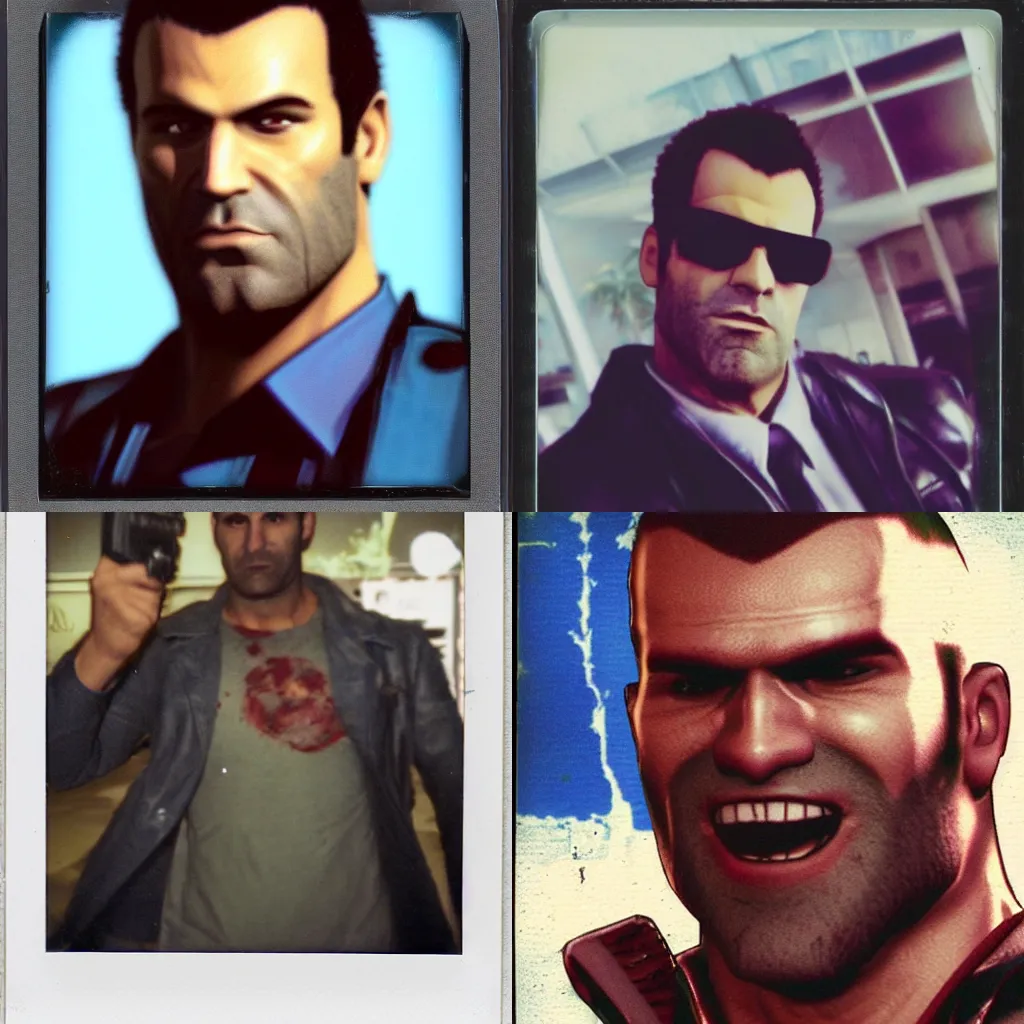Prompt: a Polaroid photograph of Frank West from Dead Rising