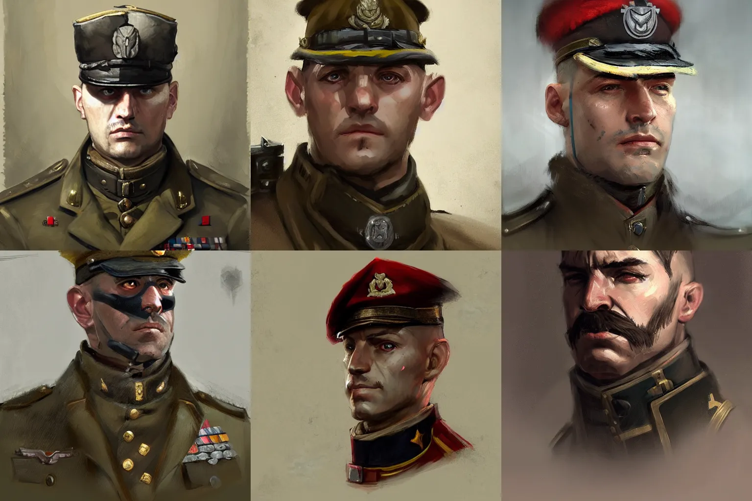 Prompt: face portrait of a military officer, jakub rozalski, dieselpunk, dishonored, hearts of iron portrait, artstation