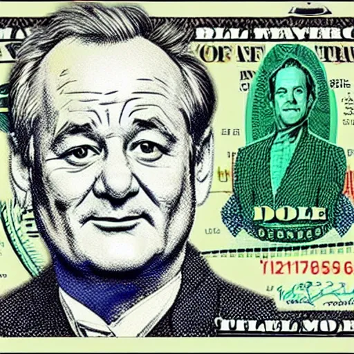 Image similar to bill murray on the new dollar bill