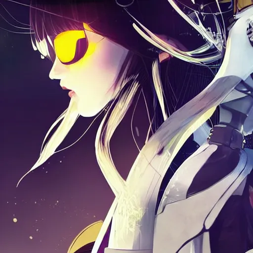 Prompt: luxury advertisement, white and yellow colors. highly detailed post-cyberpunk sci-fi close-up schoolirl in asian city in style of cytus and deemo, mysterious vibes, by Ilya Kuvshinov, by Greg Tocchini, nier:automata, set in half-life 2, beautiful with eerie vibes, very inspirational, very stylish, surrealistic, perfect digital art, mystical journey in strange world, bastion game