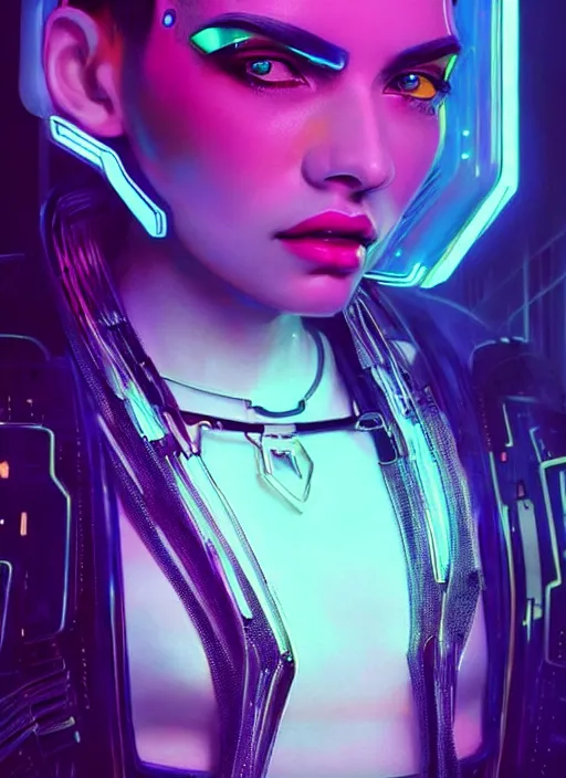 Image similar to a latino female humanoid, cyber neon lighting, futurism, cyberpunk high fashion, glamor profile pose, hyper photorealistic, intricate futuristic jewelry, crispy quality, digital photography, trending in artstation, trending in pinterest, cinematic, 4 k ultra hd, art by pascal blanche, art by greg rutkowski,