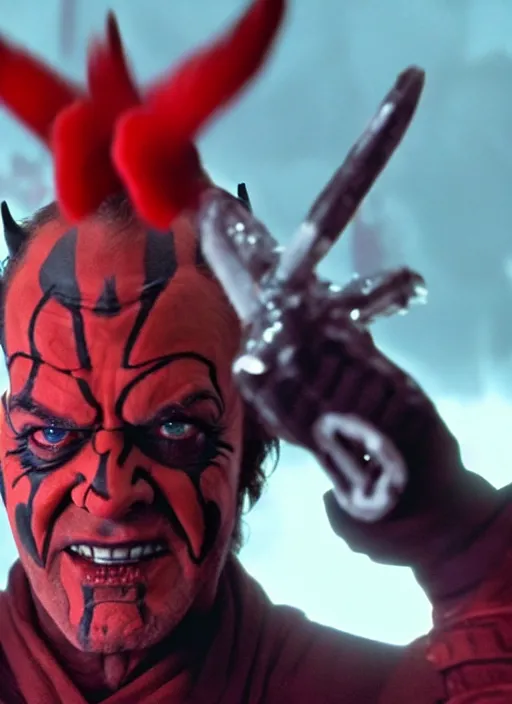 Image similar to film still of jack nicholson as darth maul in the new star wars movie, 4 k