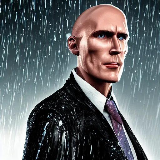 Image similar to john glover as lionel luthor, cartoon portrait made out of rain, realistic, highly detailed, neon, rendered in octane, unreal engine, beautiful, trending on artstation, emotional