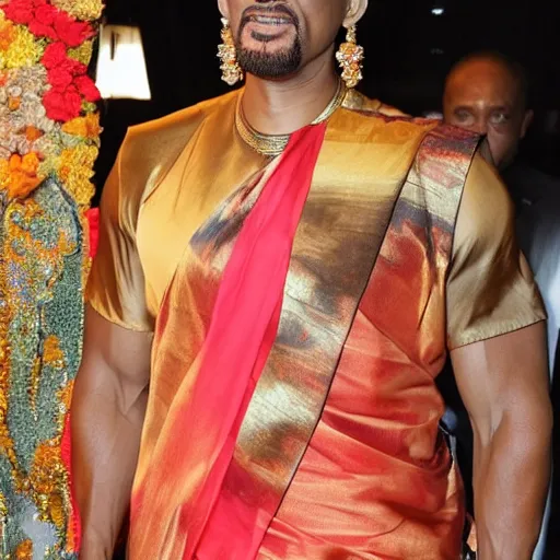 Image similar to will smith in a saree