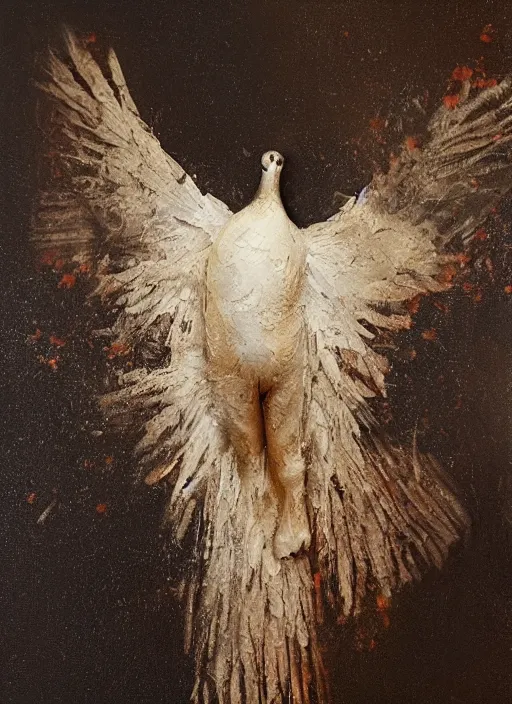 Image similar to portrait of a dove made of fire, by nicola samori, painting, 8 k, high detail