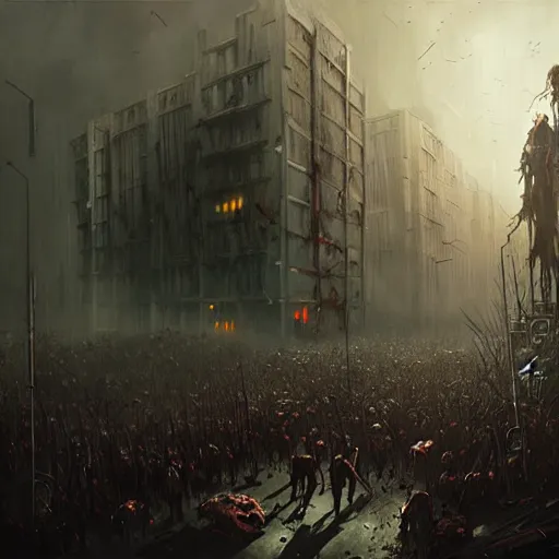 Prompt: zombie apocalypse by greg rutkowski, detailed