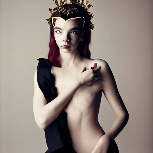 Prompt: anya taylor - joy as venus, studio photography, vogue