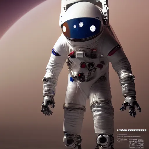 Image similar to photo of robotic spacesuit mechanical design high-tech, mars exploration, futuristic, unreal engine, photorealistic, detailed, bionic W 1024