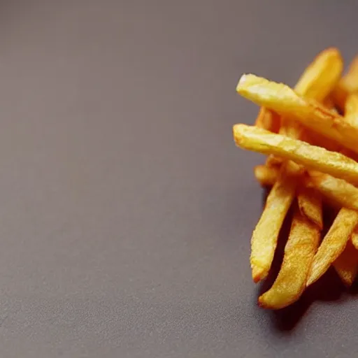 Image similar to photo of [ a single salted french fry chip ] shaped like that looks like stephen fry as a pixar character hybrid intercross mix cinematic lighting