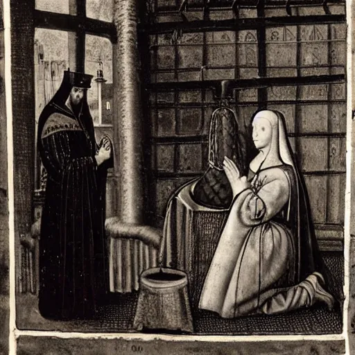 Prompt: photograph of anne boleyn praying with executioner Tower of London 1536