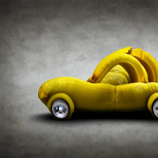 Image similar to car made of bananas, photorealistic, surreal