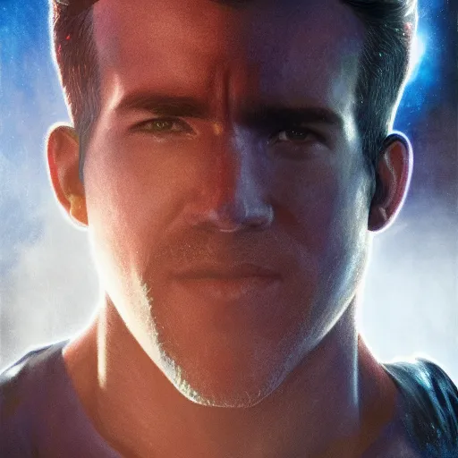 Image similar to ryan reynolds as a black and blue suit spider - man, cinematic, volumetric lighting, f 8 aperture, cinematic eastman 5 3 8 4 film, photorealistic by greg rutkowski, by stanley artgerm, by alphonse mucha