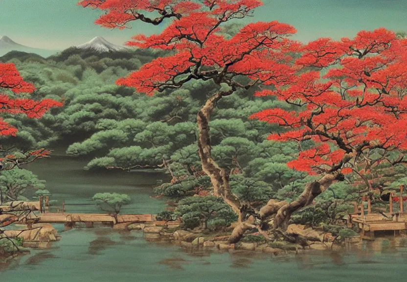 Image similar to japanese landscape, painting by david painter,