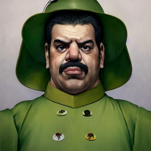 Image similar to hyper realistic, realistic - anime, portrait, beautifully rendered, italian garb the future, scifi, caricature, luis guzman as luigi wearing green, smirking deviously, luigi, luigi's nose, painted by gustave courbet, greg rutkowski, wlop, artgerm, dishonored 2,