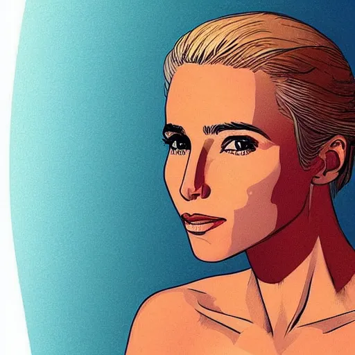 Image similar to “ elsa pataky retro minimalist portrait by jean giraud, moebius starwatcher comic, 8 k ”