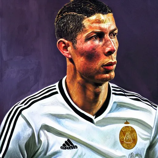 Prompt: high quality high detail painting by lucian freud, hd, christian ronaldo as a king