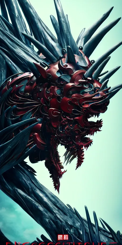 Prompt: exquisite imaginative creature beast from chinese mythology, sharp, ghost in the shell, slender and densely arranged teeth, poster art, movie art, poster art, poster art, elegant, by lucusfilm, weta studio and james jean, 8 k, denoised