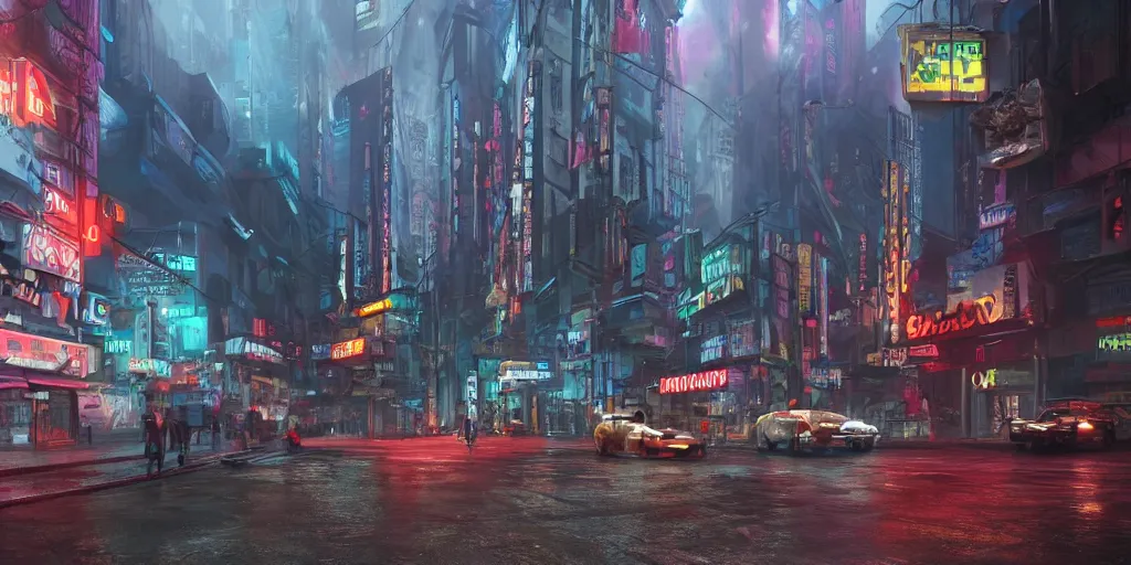 Prompt: a 3 d rendered in unreal engine guatemalan cyberpunk city with neon ads and signs with evocative dramatic mood with blade runner vibe with cars and floating vehicles with motion blur with depth of field with bloom with lightshaft with volumetric lights, fog, by jeremy mann, oscar winning graphics, photo realistic, bloom, imax, dynamic lighting, artstation,
