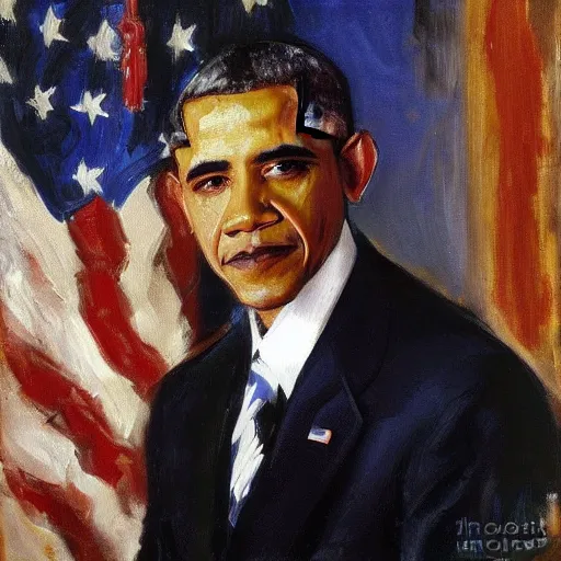 Prompt: john singer sargent painting of obama
