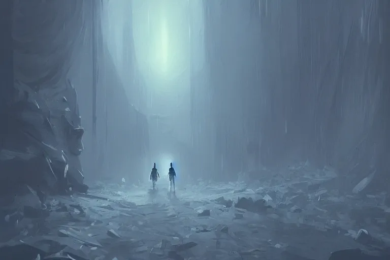 Image similar to alone we travel on into the dark with the cold hand of death to guide us, digital art, dark atmosphere by marby kwong, ( ( ( ( ( ( ( makoto shinkai raphael lacoste martin deschambault finnian macmanus artstationhq iamag