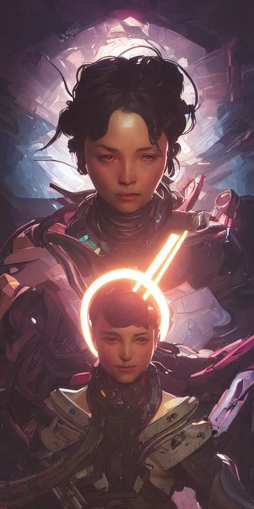 Image similar to dark space, apex legends, epic lighting, sketch illustration, ultra detailed, art by artgerm and greg rutkowski and alphonse mucha