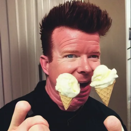 Prompt: photo a rick astley ice cream - n 4