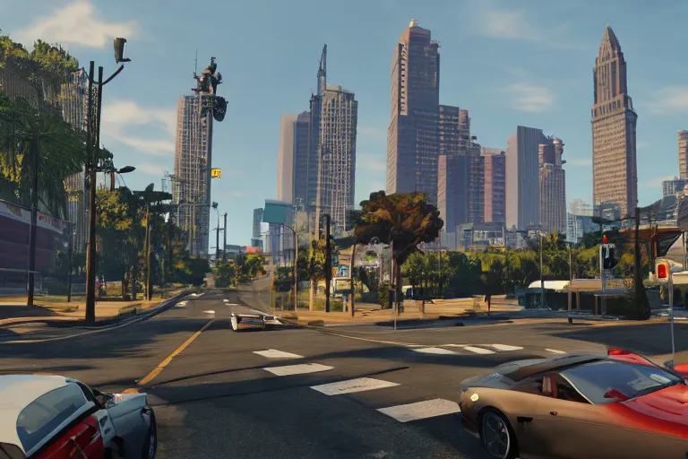 Image similar to screenshot of Grand Theft Auto 6: Atlanta, for ps5, Highly Detailed, Unreal engine 5, HD, 8k, GTX 3090,