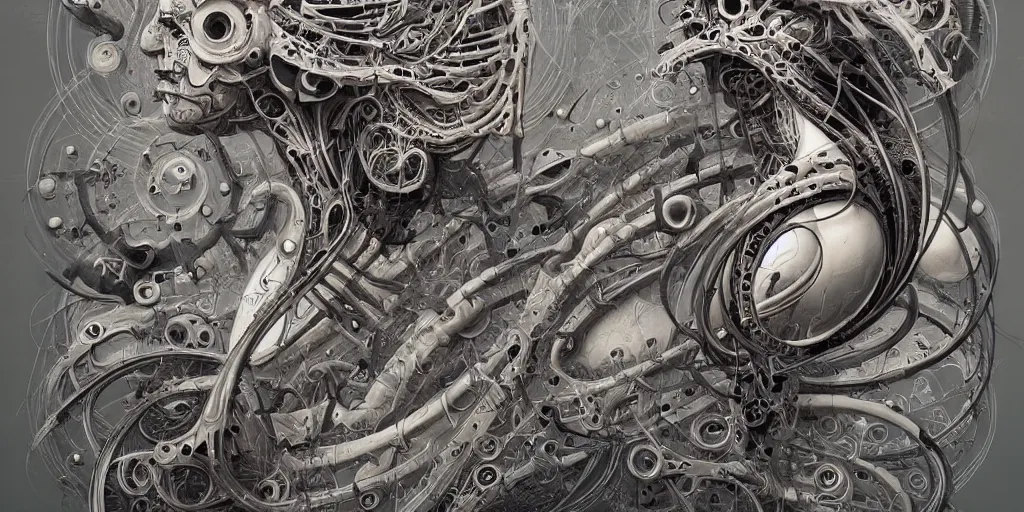 Image similar to biomechanical typography by hr giger and james jean and peter mohrbacher