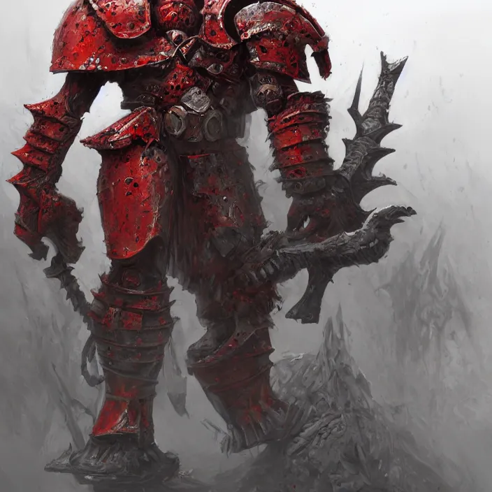 Image similar to a khorne warrior from warhammer, digital art, fantasy art, 4 k, by michael whelan, deviantart, trending on artstation,