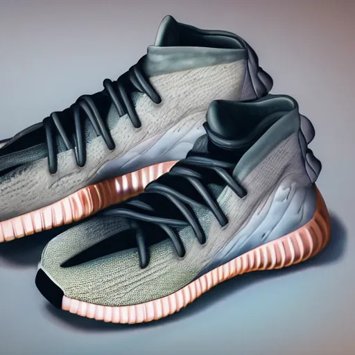 Image similar to subject photography of sneakers, adidas yeezy foam, margiela fusion, balenciaga, balman ultra rendered extreme realism and detail, 8 k, highly detailed, realistic, completely framed, pbr, surreal, hyper realistic, colorful, direct lighting, 3 5 mm photo, photorealistic, sharp focus,