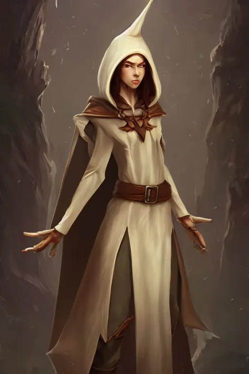 Image similar to beautiful, digital art, androgynous elf wizard, wearing linen hooded cloth. artstation, by erak note, tooth wu, neil richards, kan liu, siwoo kim