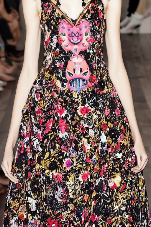 Image similar to valentino resort ss 2 0 1 6 dress with ornate mask headpiece