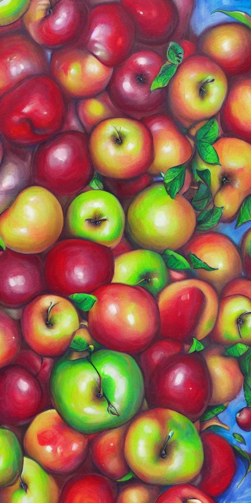 Image similar to a mural of an apple galaxy