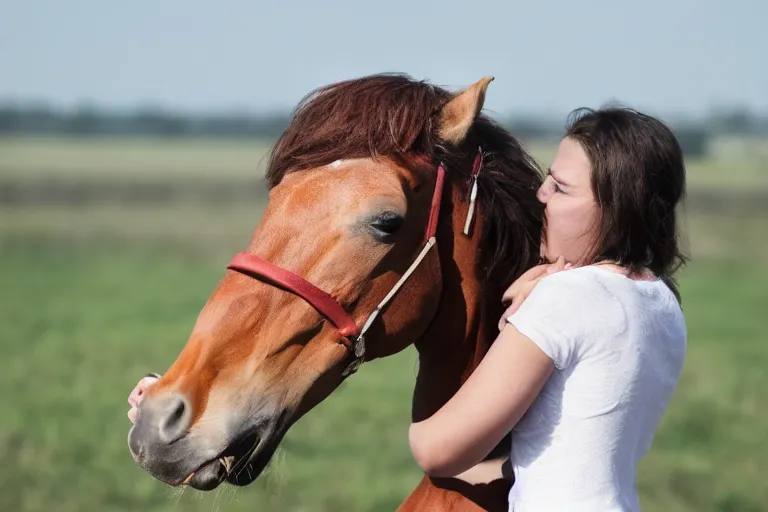 Image similar to horse hugging an astronaut