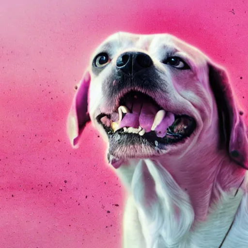 Image similar to pink dog cinematography