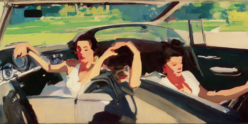 Image similar to wife in car, us suburbs ben aronson 1950