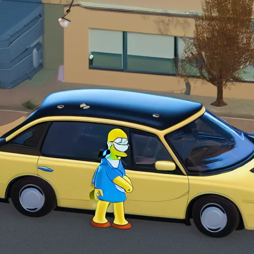 Prompt: a car that homer simpsons would designe. octane renderer. 8k. unreal engine