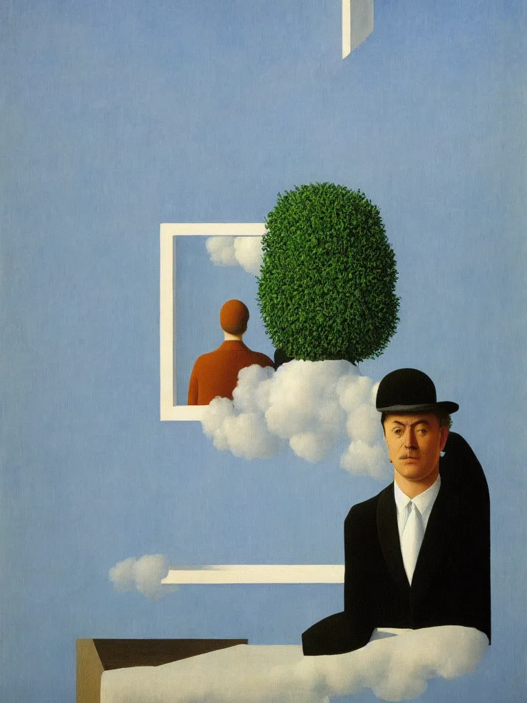 Image similar to the window by rene magritte, detailed painting, hd, hq, high resolution, high detail, 4 k, 8 k